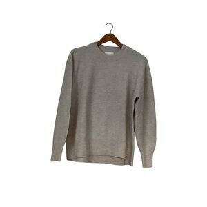 H&M Sweater Sz S Tan Wool Blend Crewneck Oversized Cozy Capsule Minimalist Boho